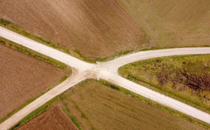 crossroads in country fields