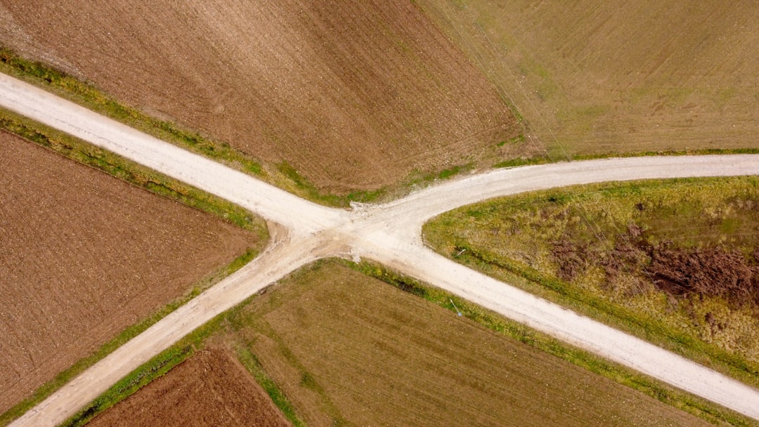 crossroads in country fields